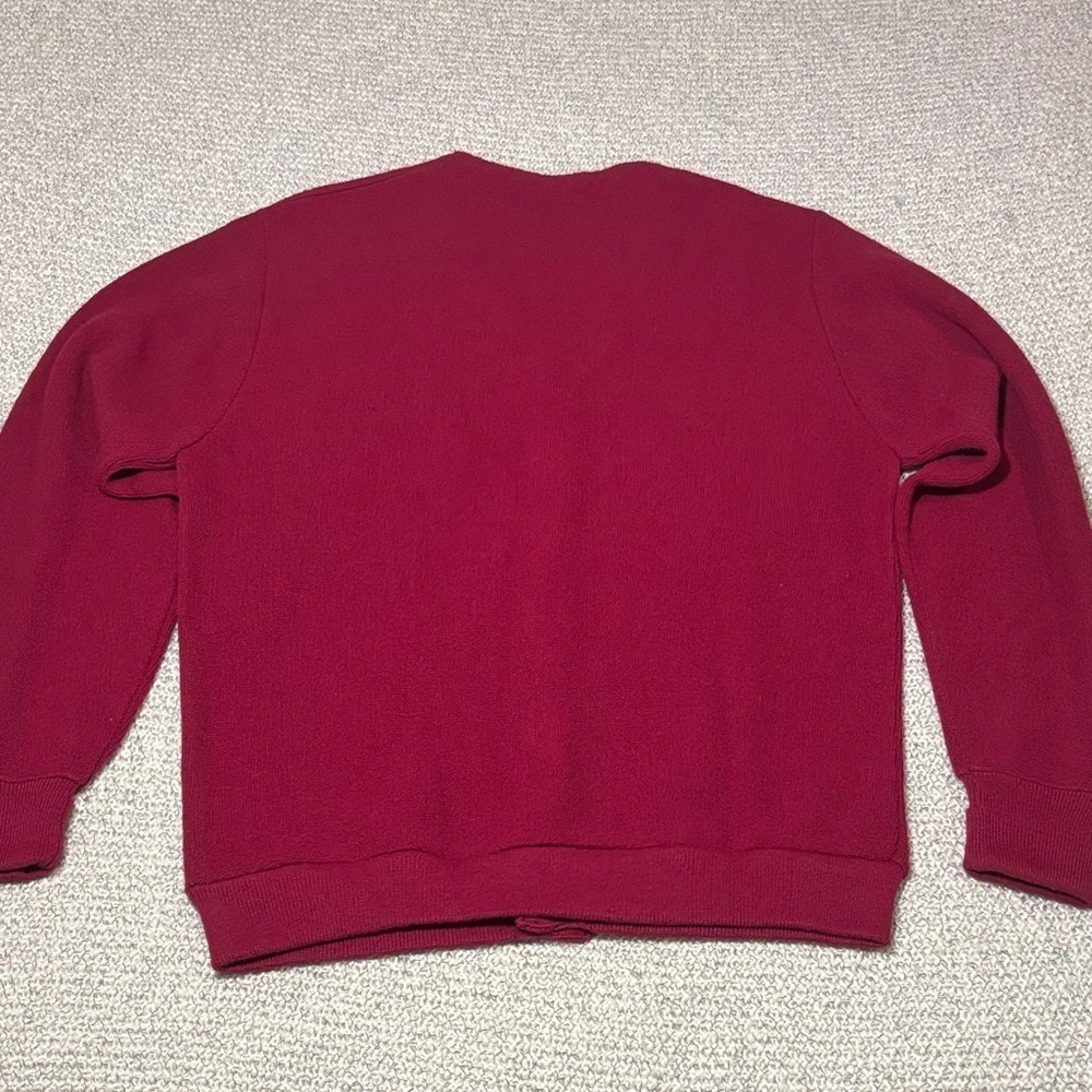 Vintage IZOD Men's Burgundy Button Cardigan Sweater - Picture 12 of 13